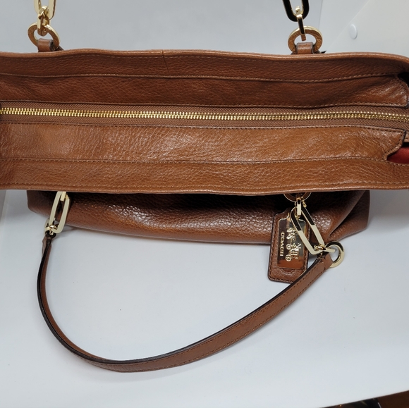 Cognac Pebble Leather COACH Tote Bag - Picture 8 of 16